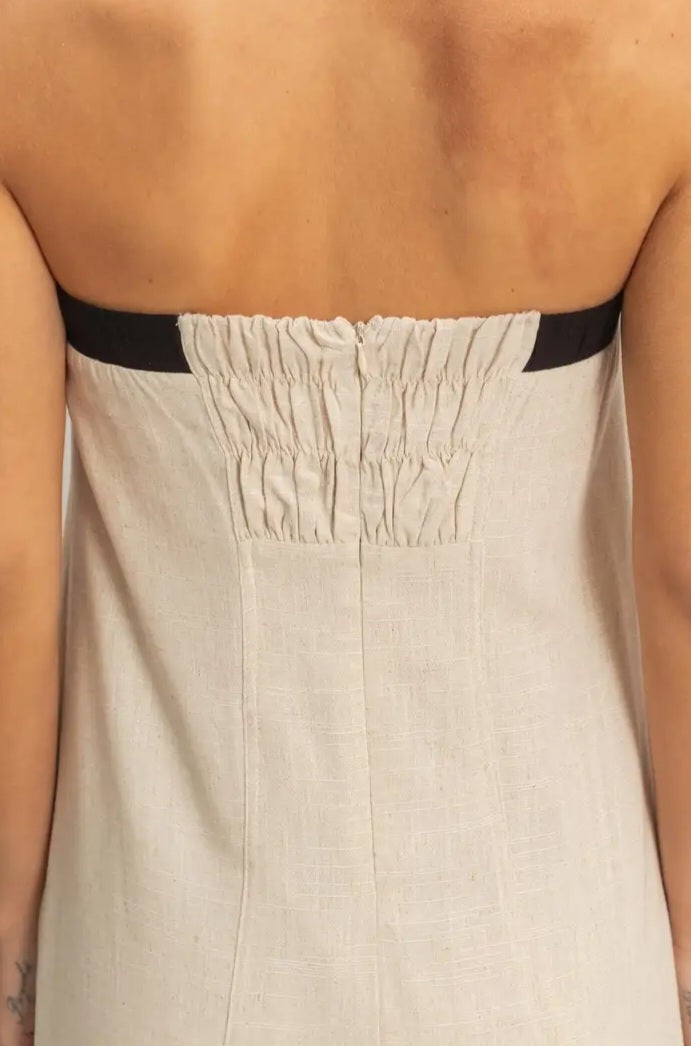 Strapless Button-Front Maxi Dress