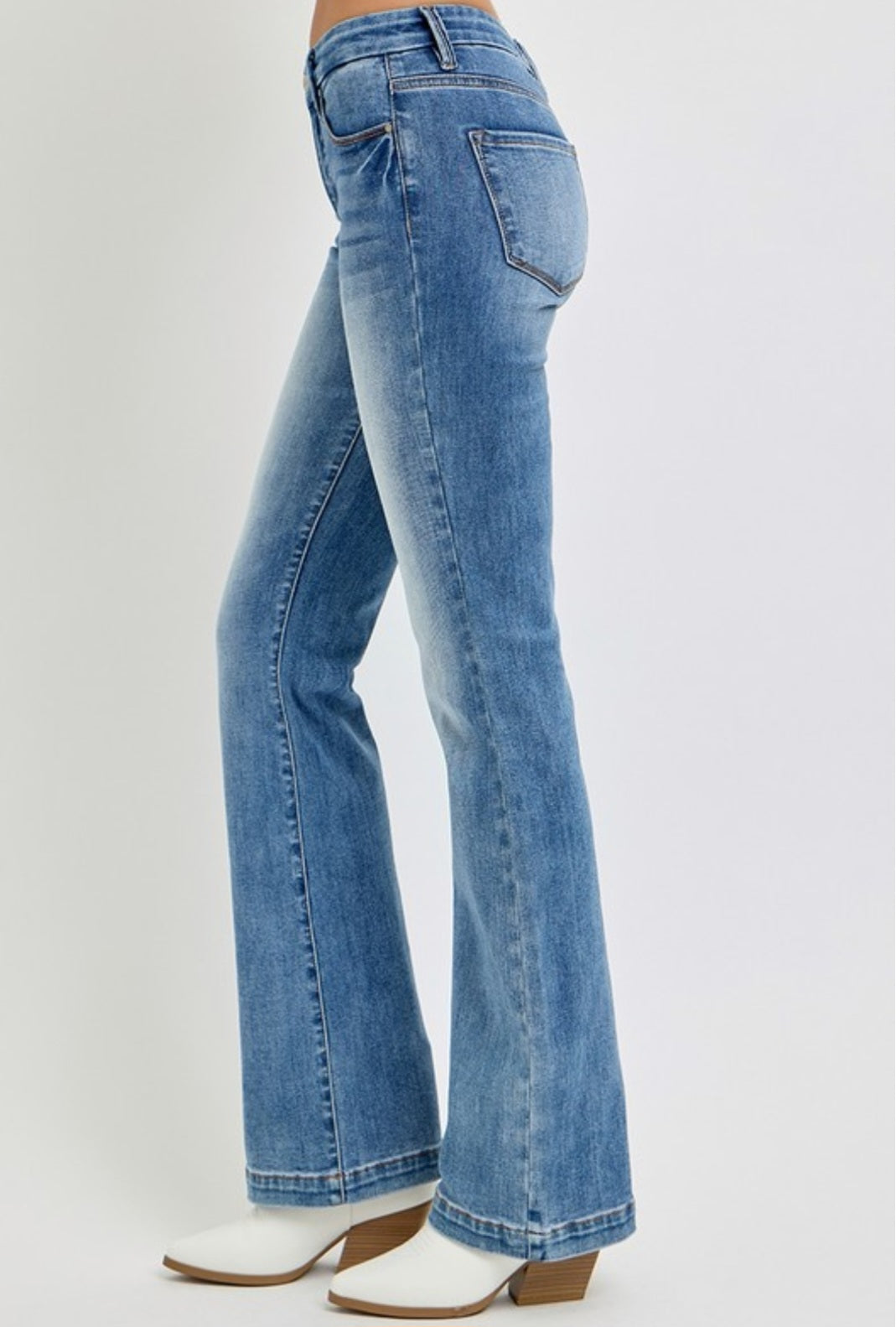 RISEN'S TUMMY CONTROL MID RISE ANKLE BOOTCUT JEANS