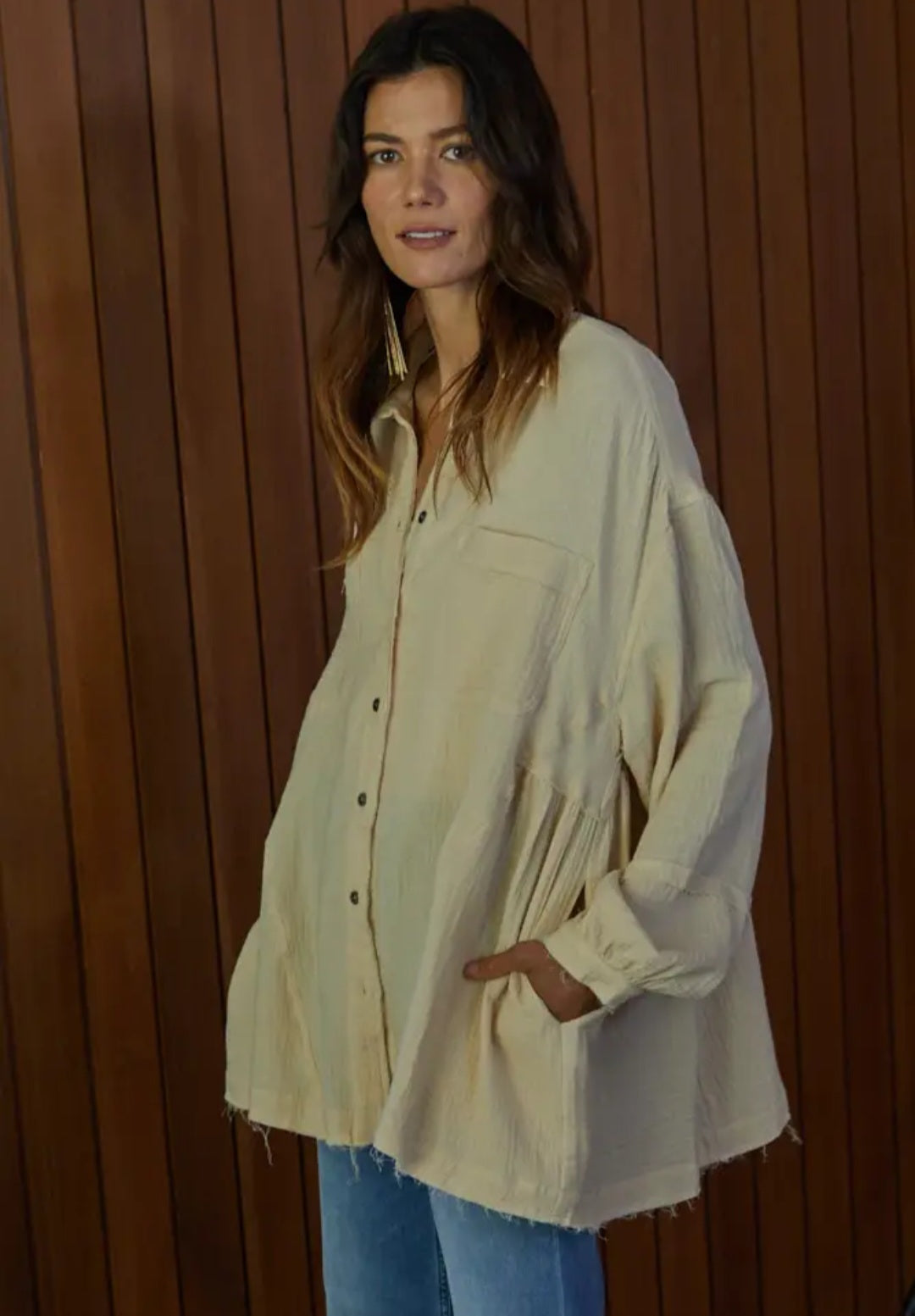 Woven Cotton Gauze Oversized Shirt Tunic