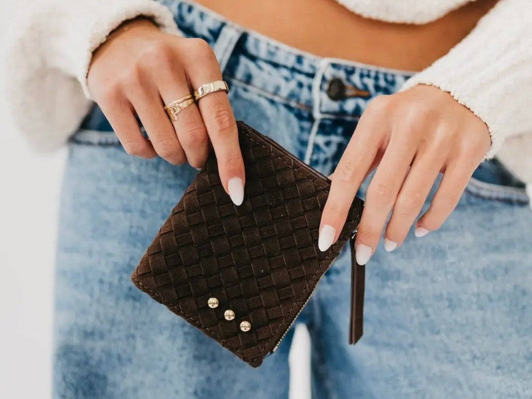 Kate Suede Woven Wallet
