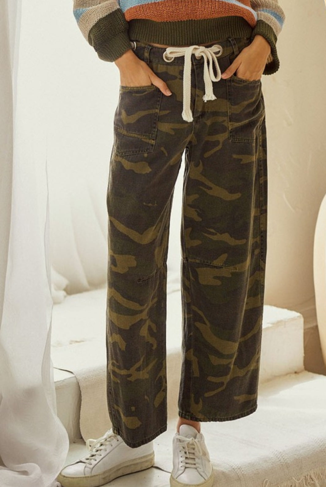 Camo Relaxed Fit Rope String Pants