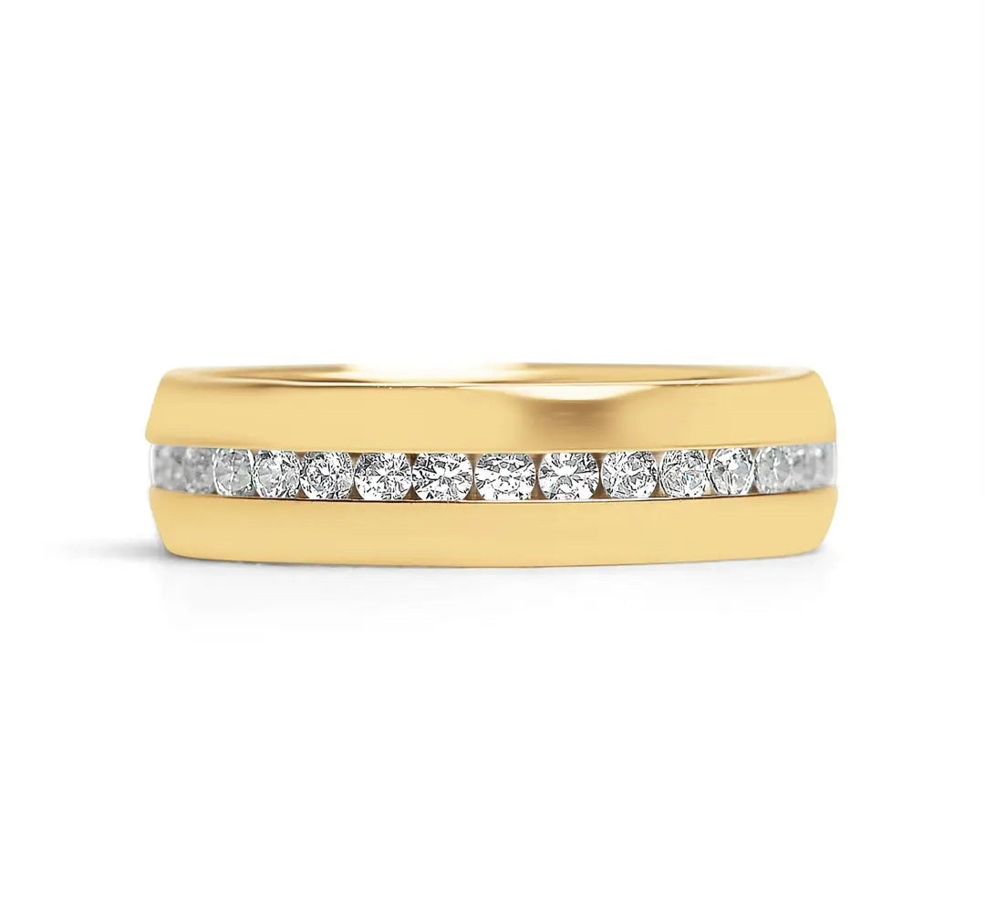 Gold Stainless Steel Cz Center Ring