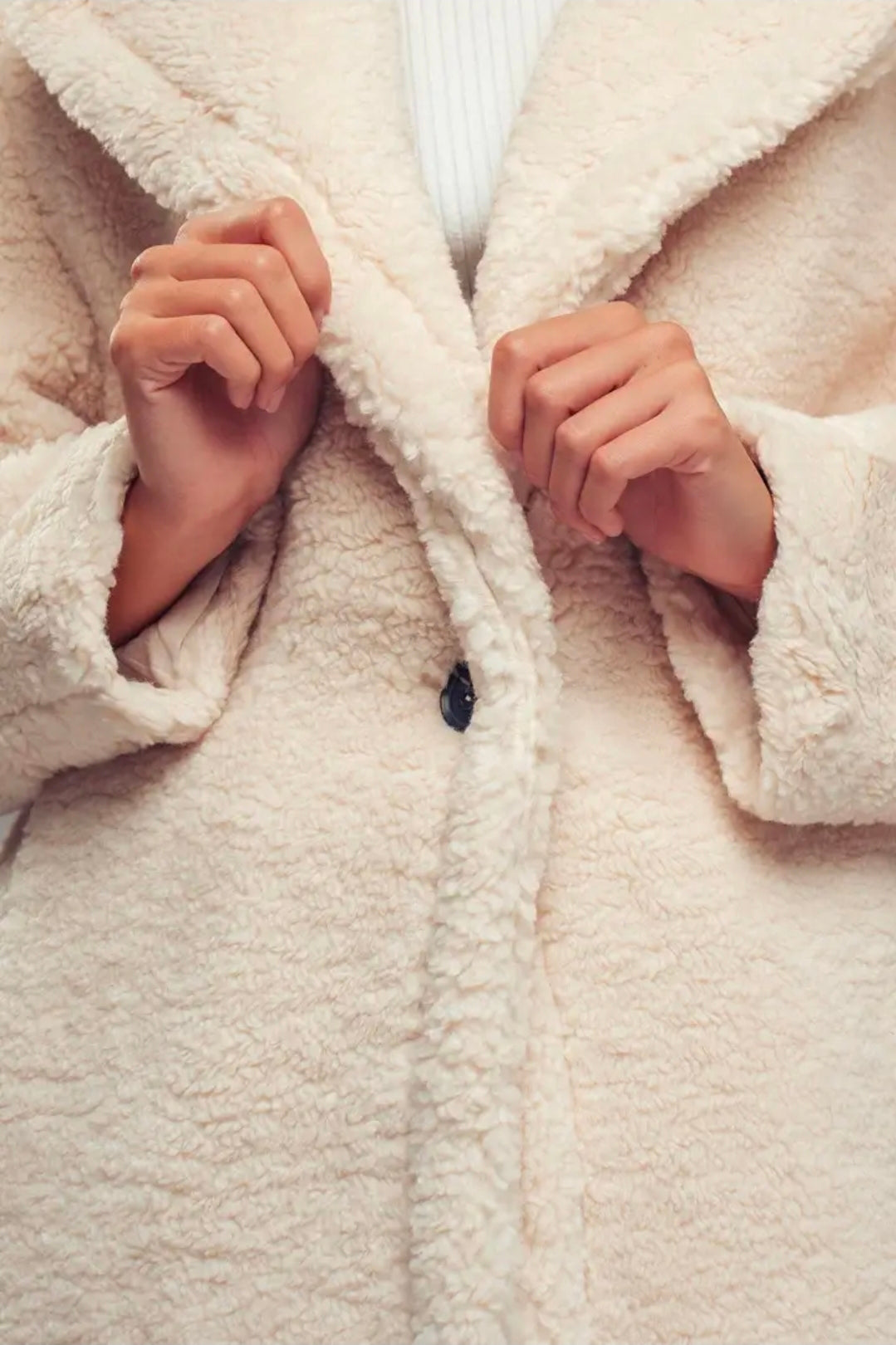 Ivory Long Teddy Coat
