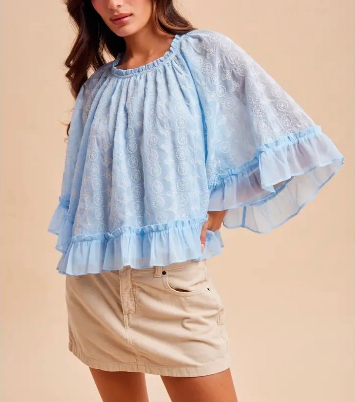 Embroidered Cape Top