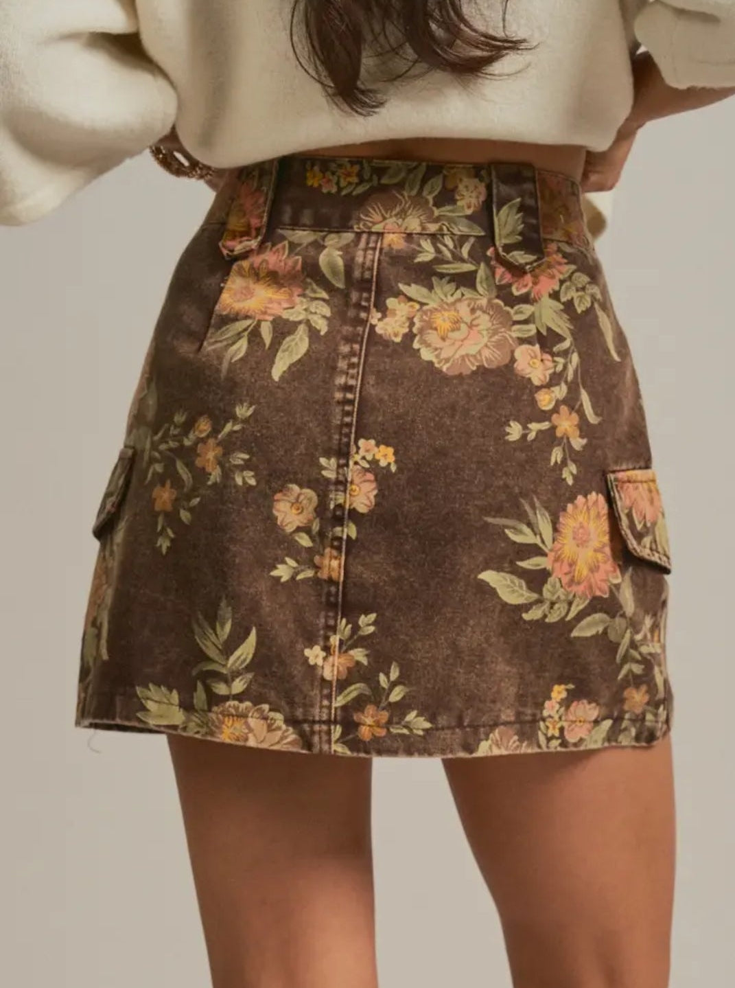 Vintage Floral Cotton Mini Skirt
