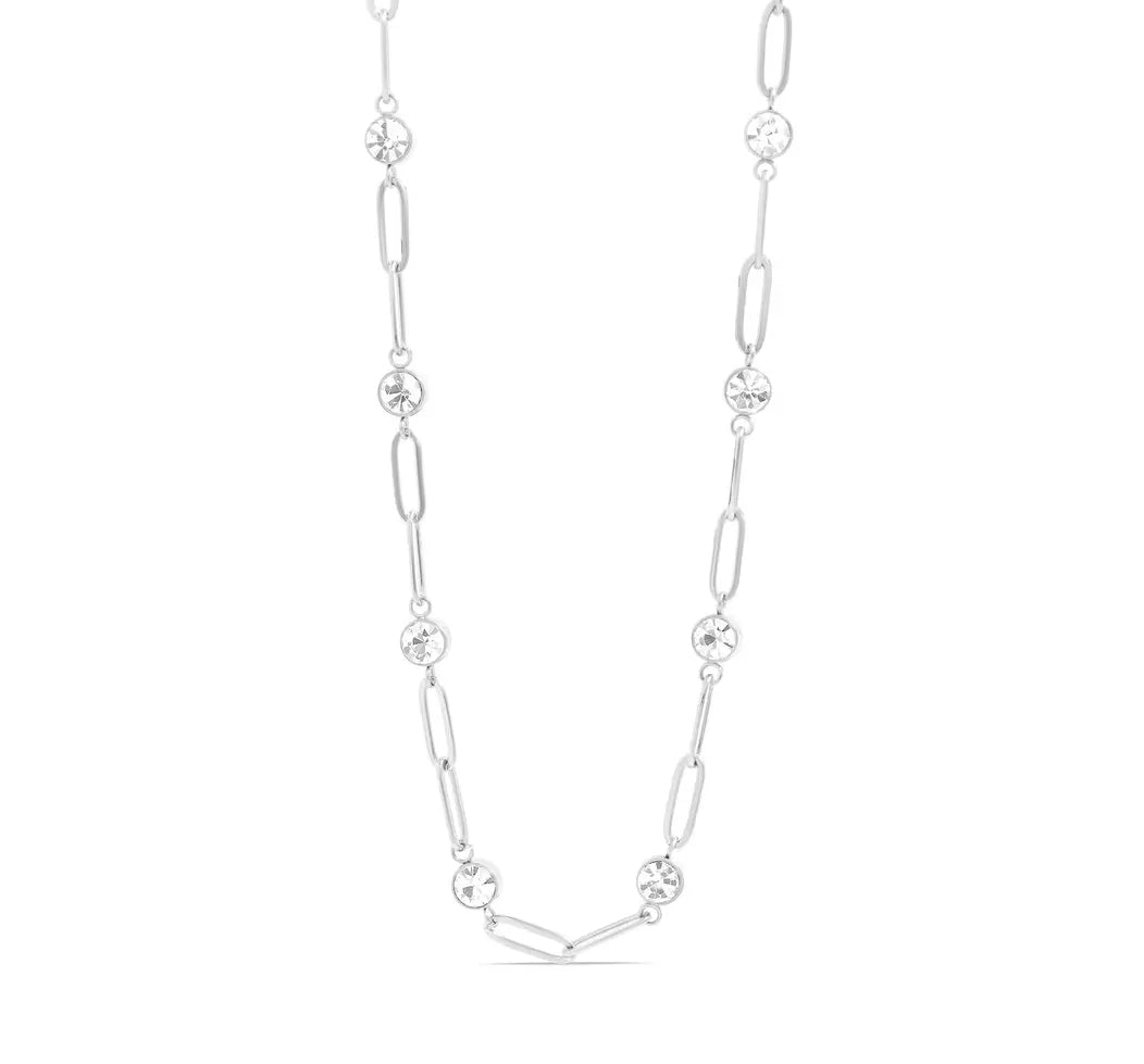 Station Stone Paperclip Chain Necklace