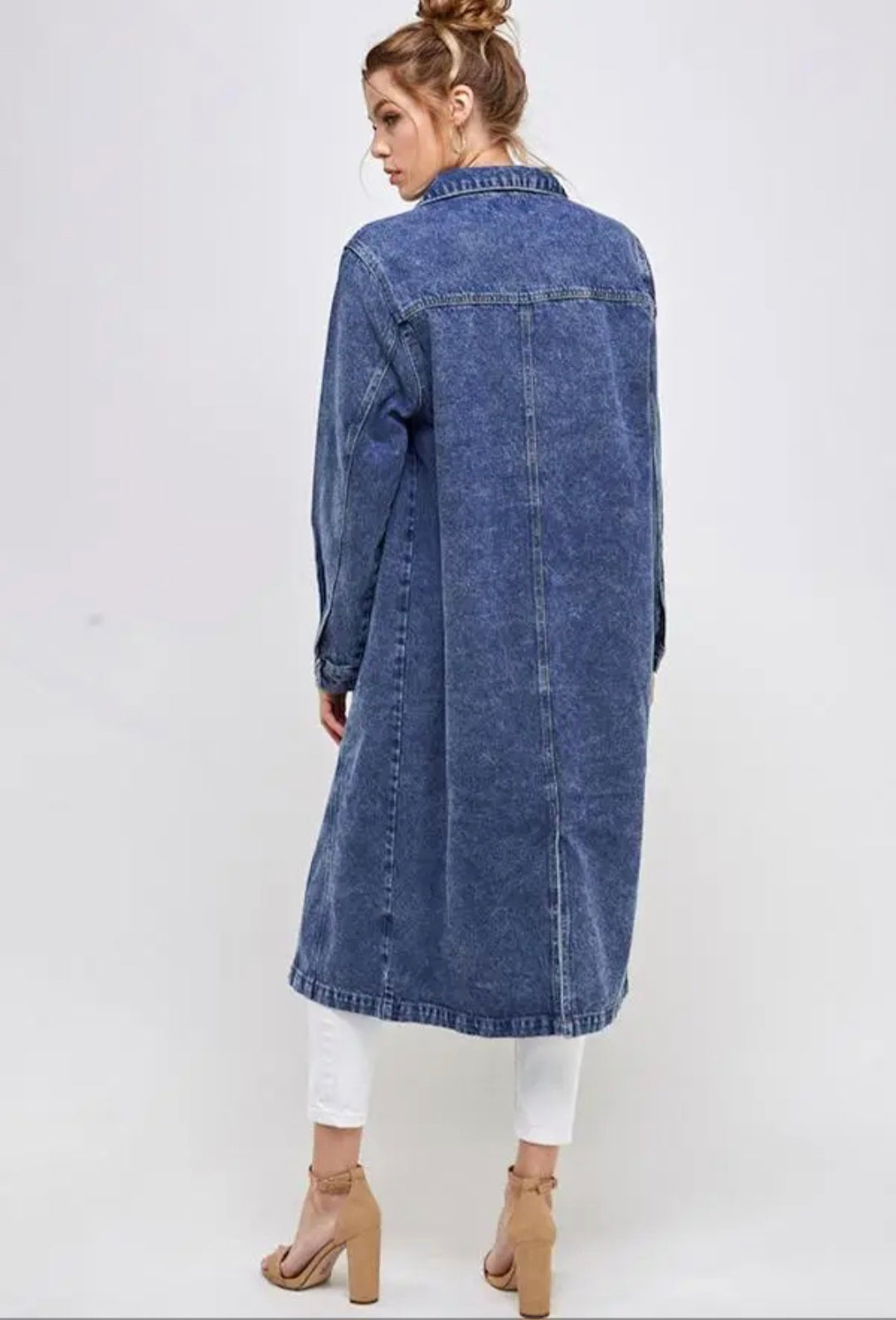 Long Trench Coat Denim Jean Jacket