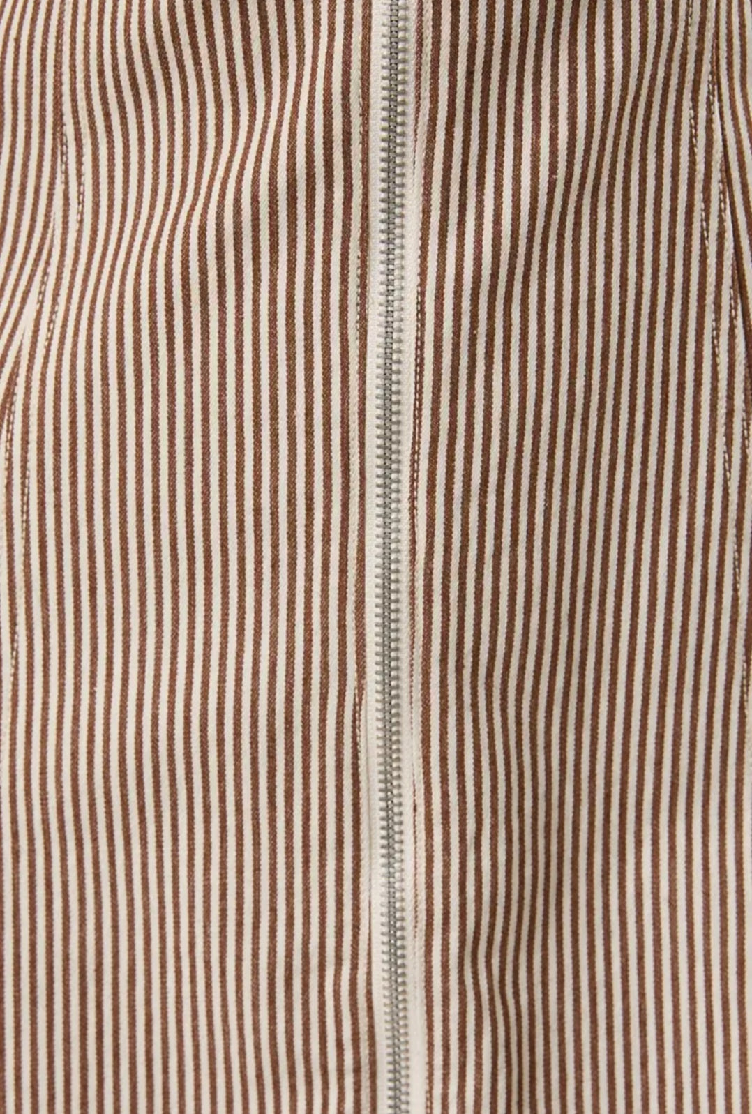 Puff Sleeve Zip Front Striped Denim Mini Dress