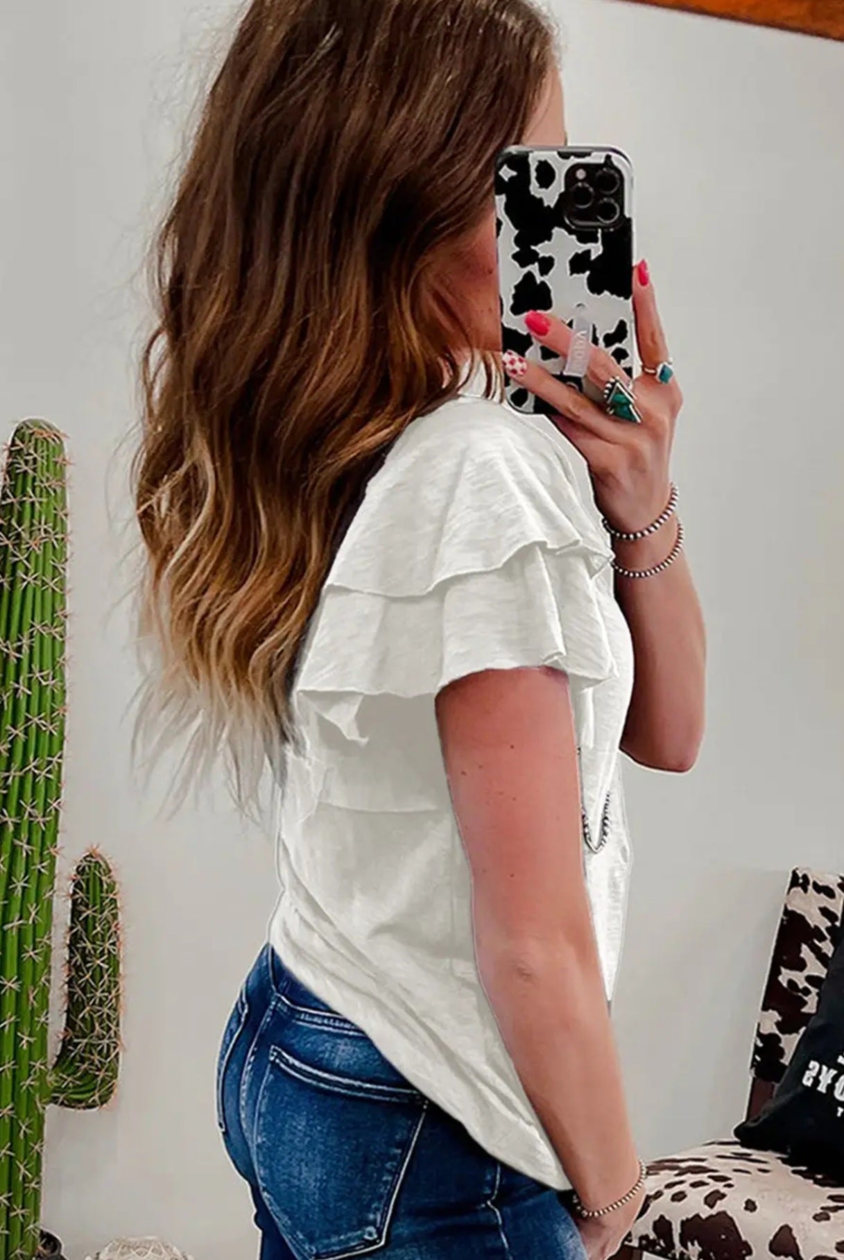 Layered Ruffle Short Sleeve Round Neck Top