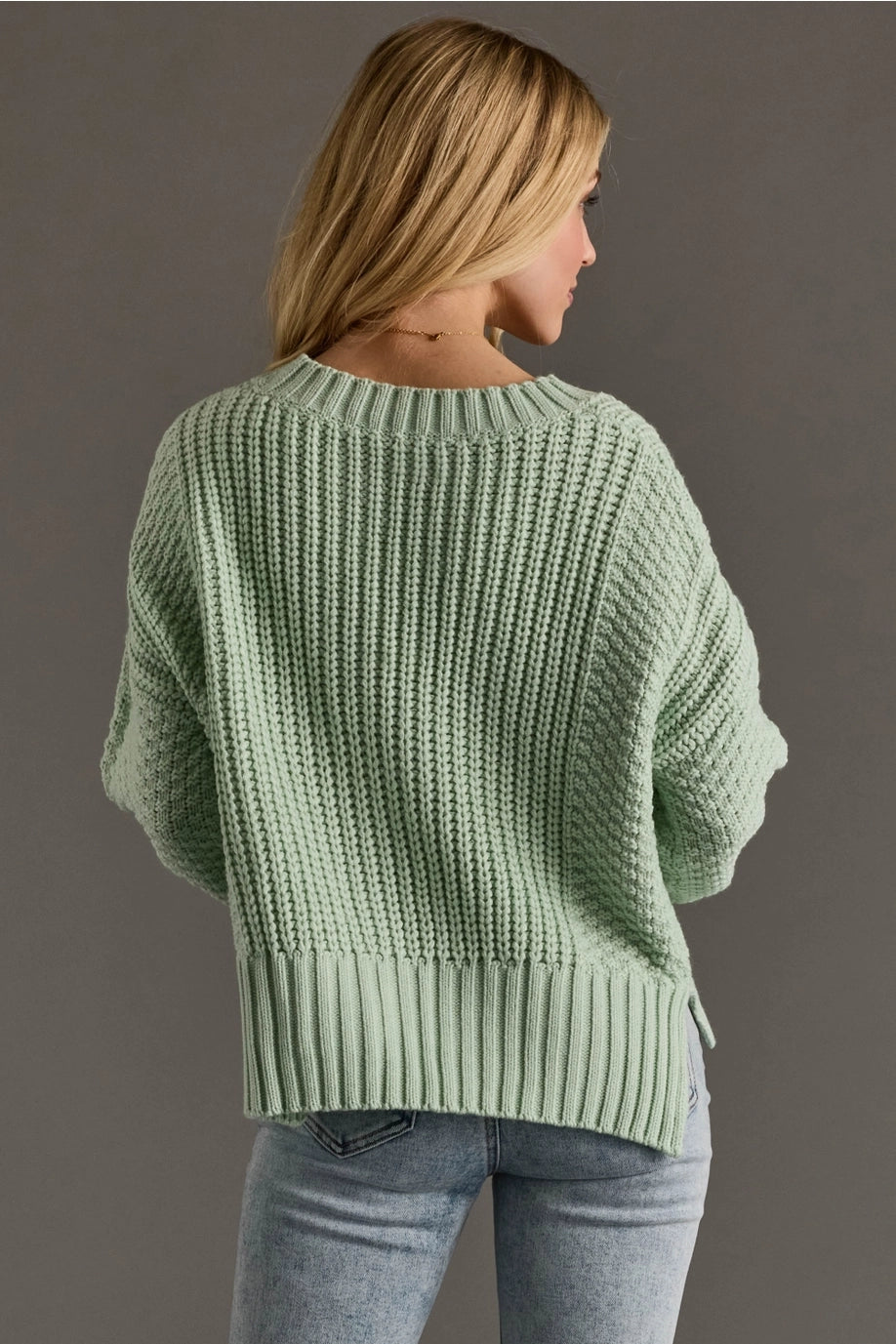 Cropped Mint Knit Button Up Cardigan