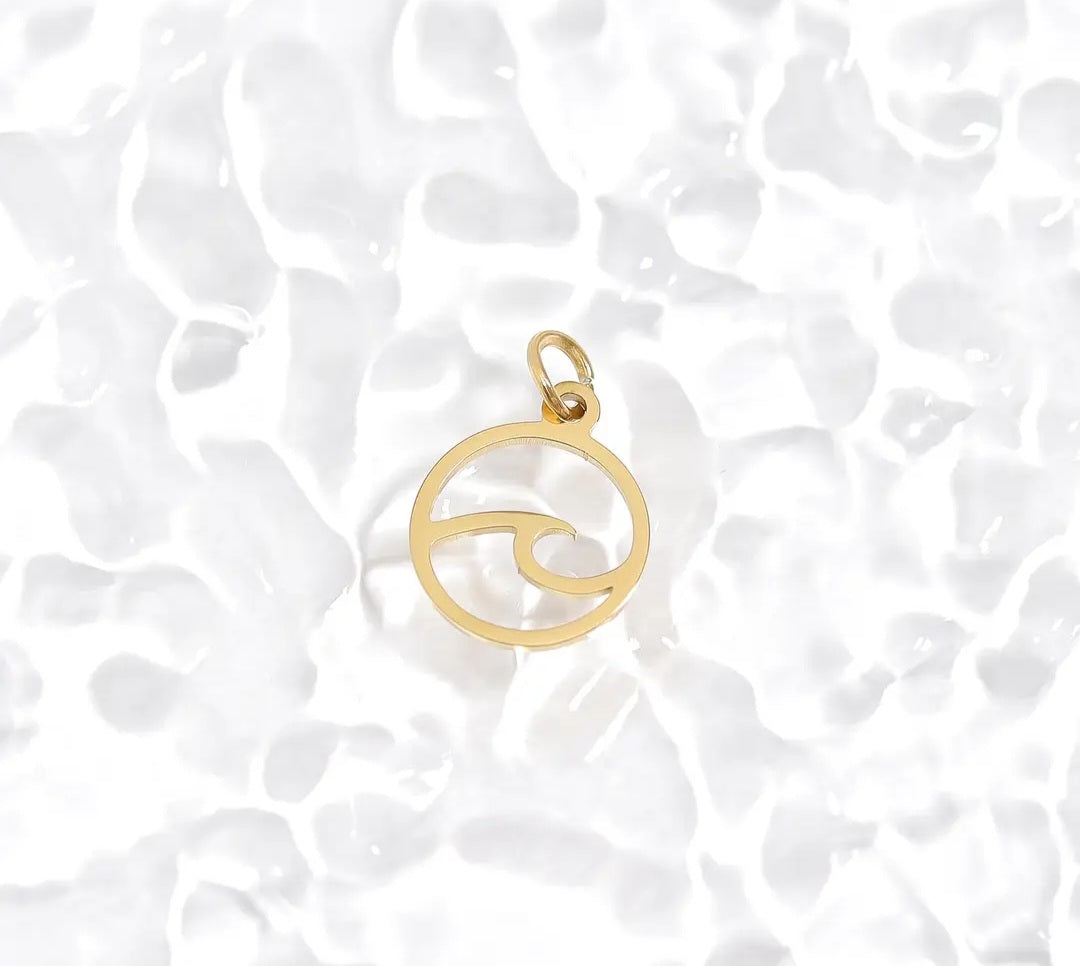 Stainless Steel Wave Charm Necklace