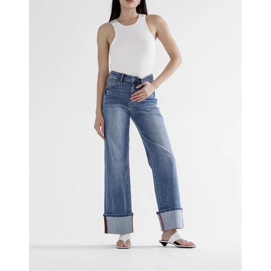 Jane Wide Leg with Cuff Hem Jean