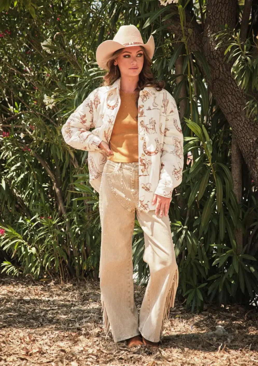 Western Printed Quilted Shacket