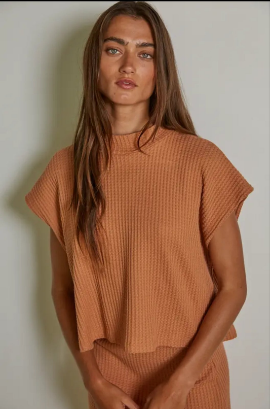 Knit Thermal Mock Neck Sleeveless Top
