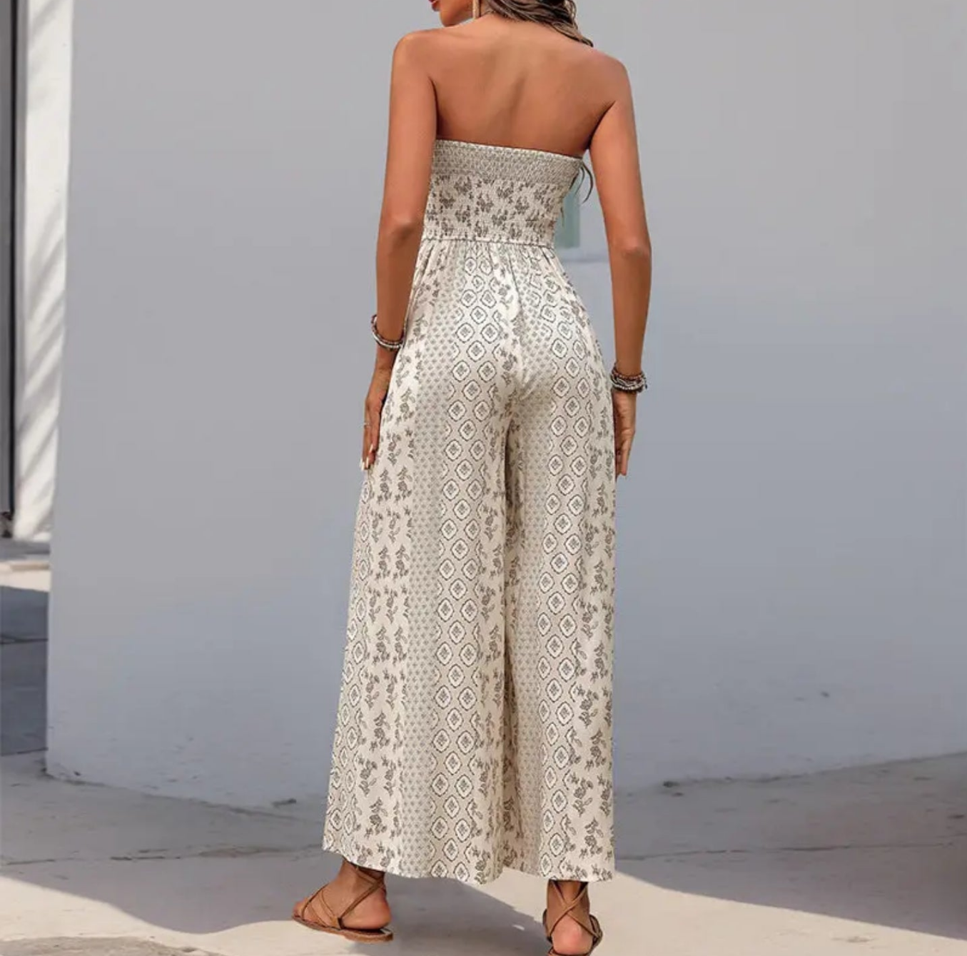 Strapless Smocked Romper Jumpsuit