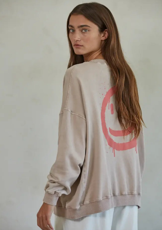 Smile Face Print Pullover
