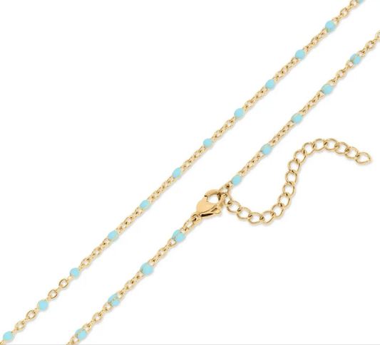18K Gold Stainless Steel Turquoise Chain Necklace