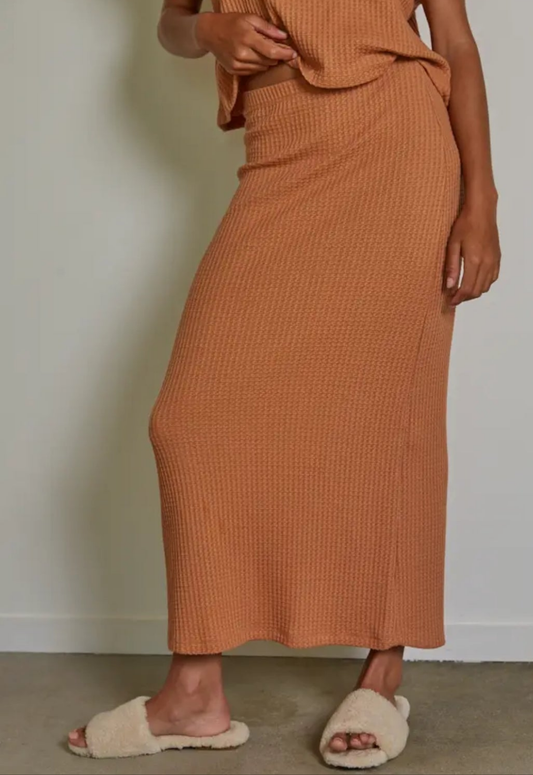 Knit Cotton Polyester Thermal Midi Pencil Skirt
