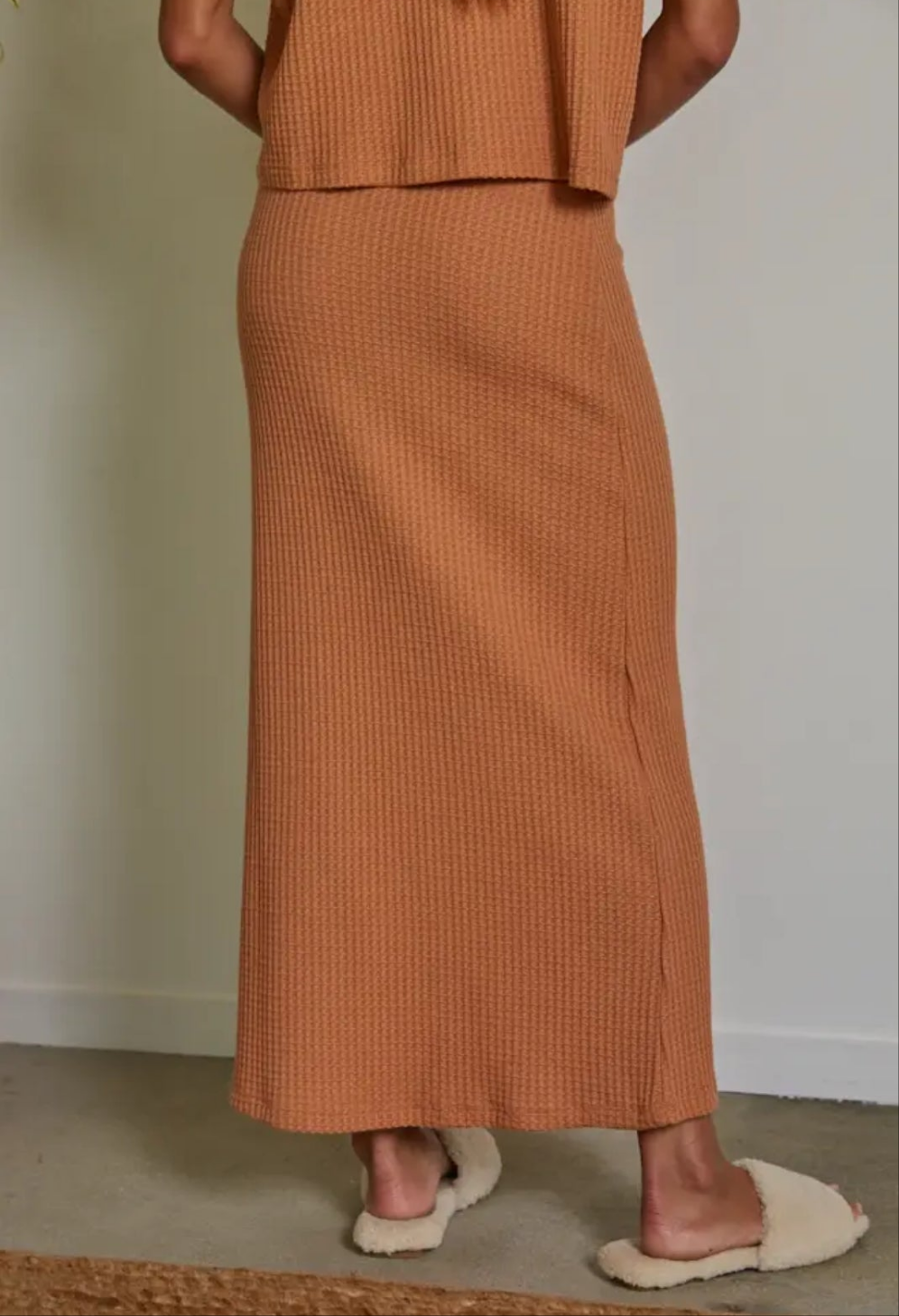 Knit Cotton Polyester Thermal Midi Pencil Skirt