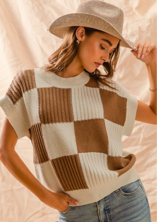 Check Plaid Casual Sweater Top