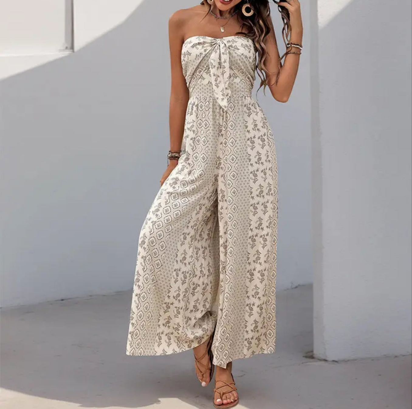 Strapless Smocked Romper Jumpsuit