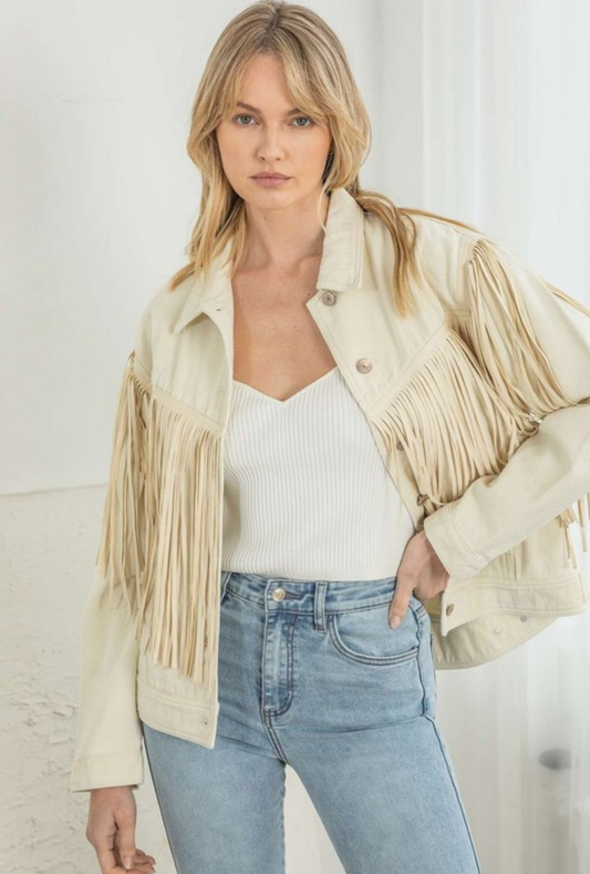 Denim Fringe Jacket