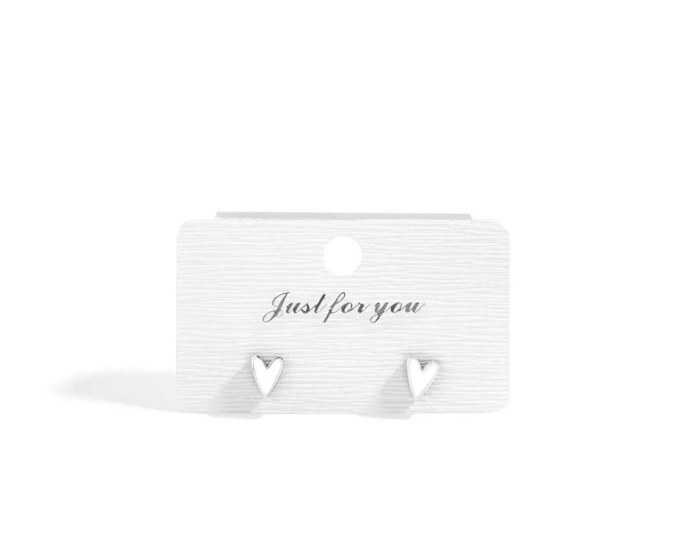 Stainless Steel White Heart Stud Earrings 18K Gold Pvd