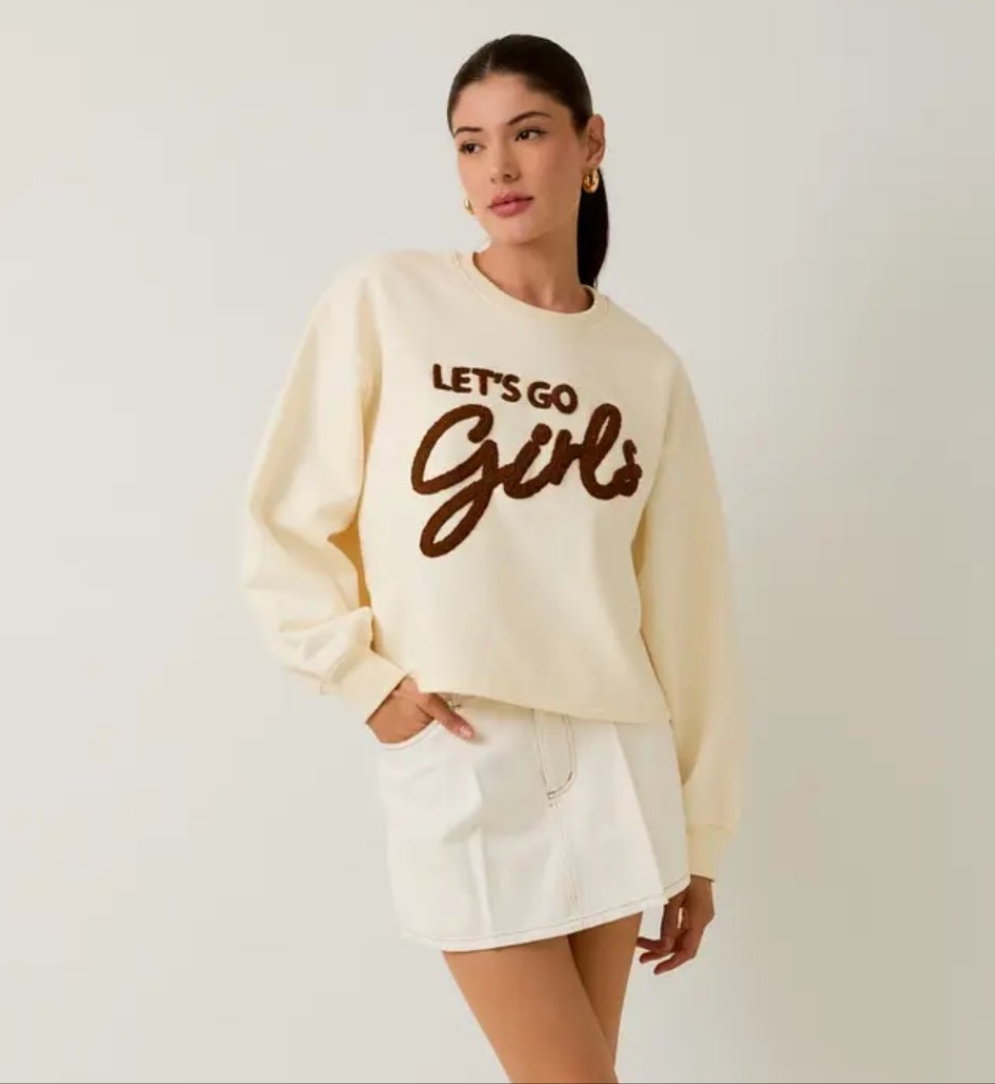Crew Neck `'let's Go Girls' Sweatshirt