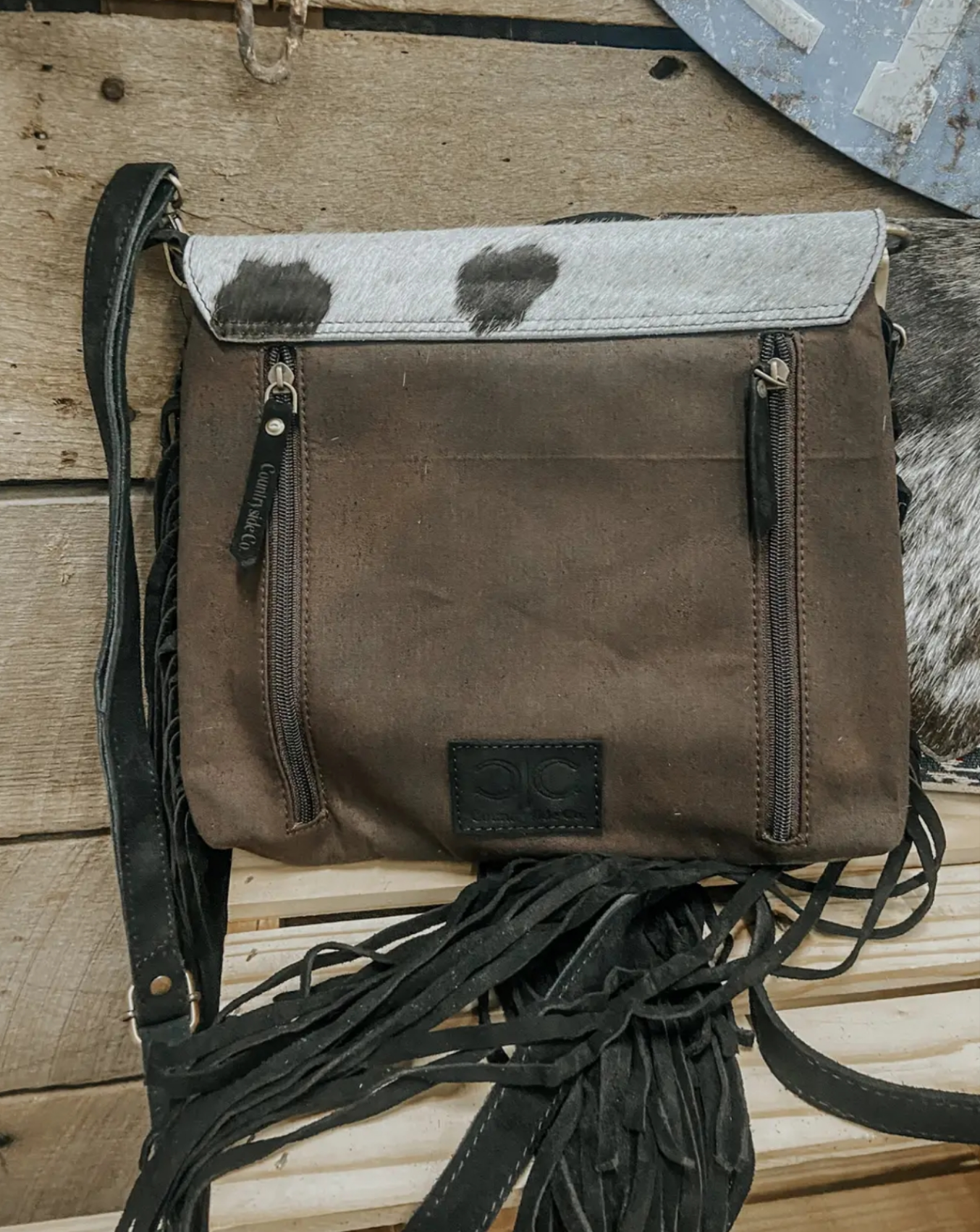 Aztec Fringe Cowhide Crossbody