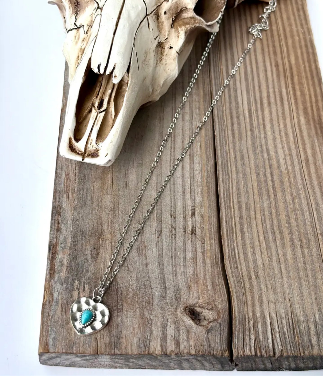 Western Heart Turquoise Stone Pendant Necklace