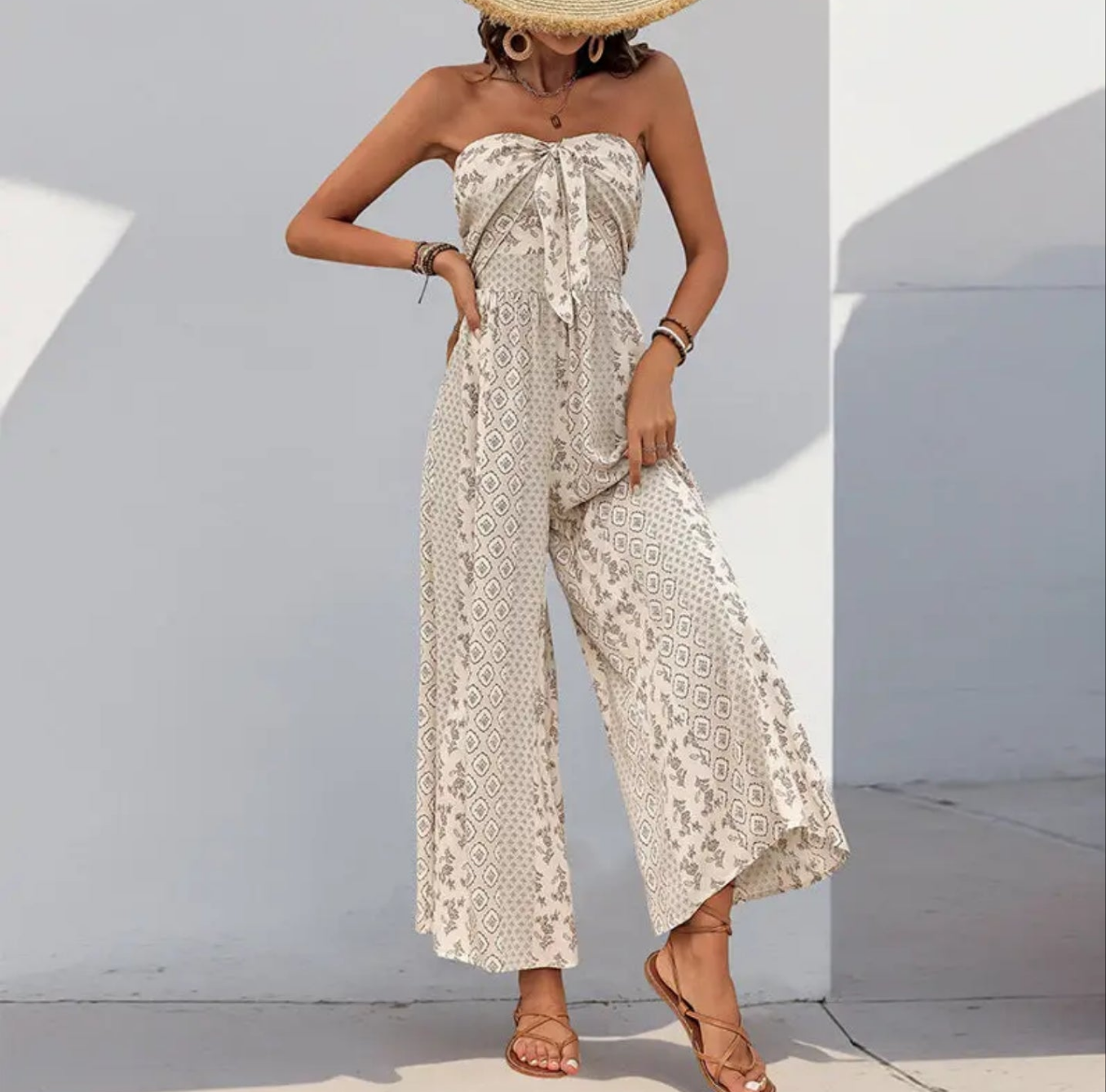 Strapless Smocked Romper Jumpsuit