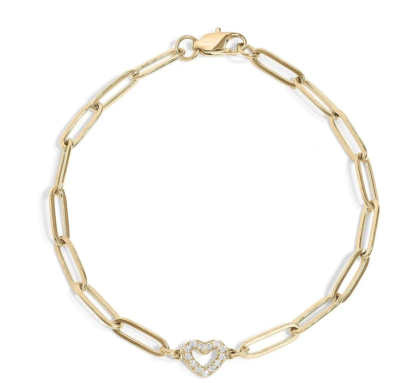 18K Gold Pvd Stainless Steel "Heart" Paperclip Bracelet