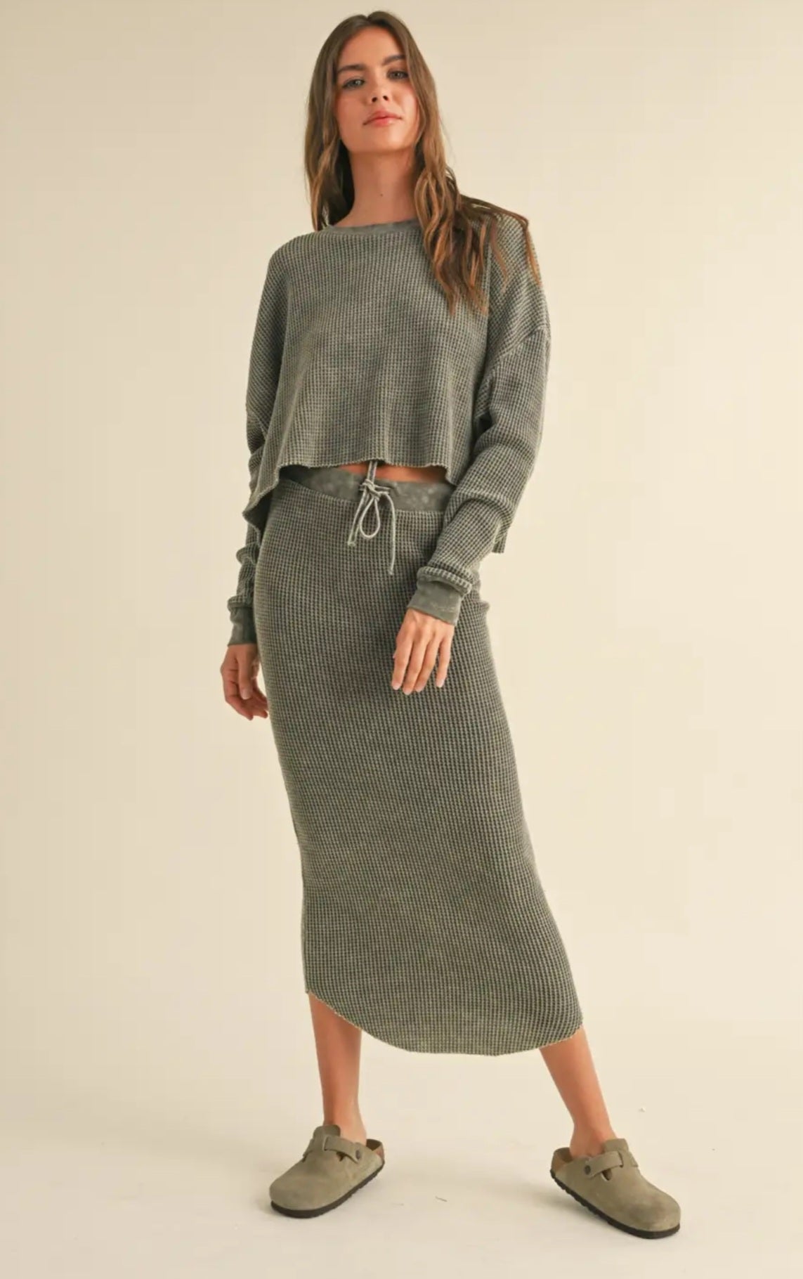 Washed Rib Knitted Skirt