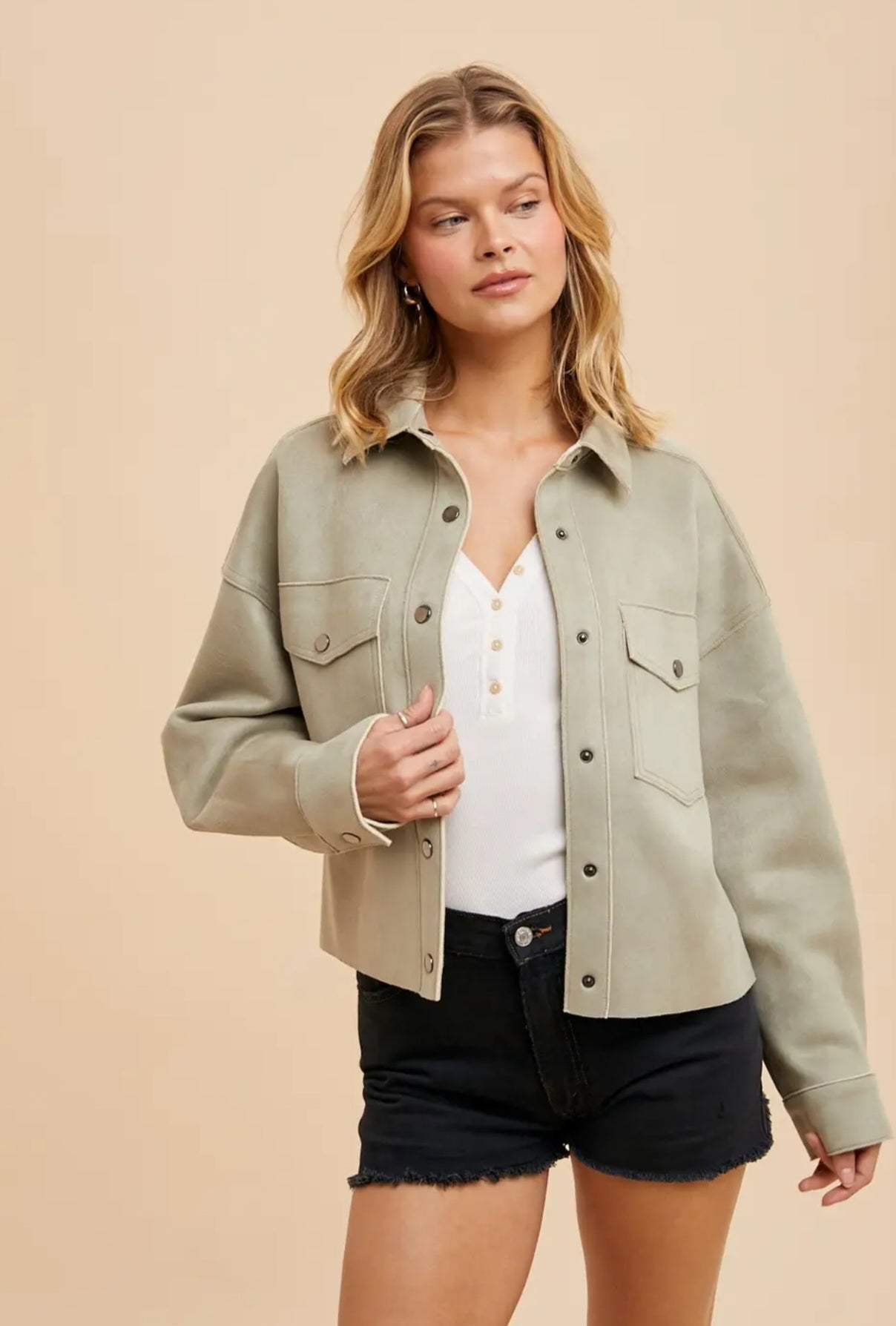 Dusty Olive Suede Jacket