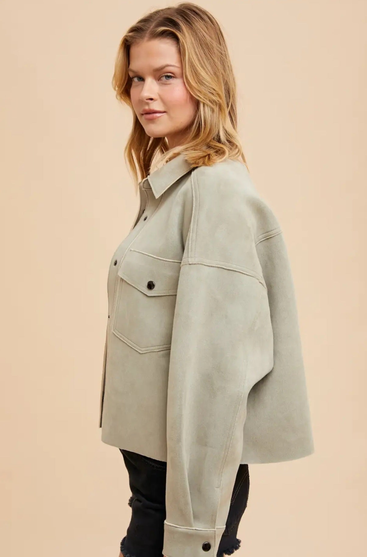 Dusty Olive Suede Jacket