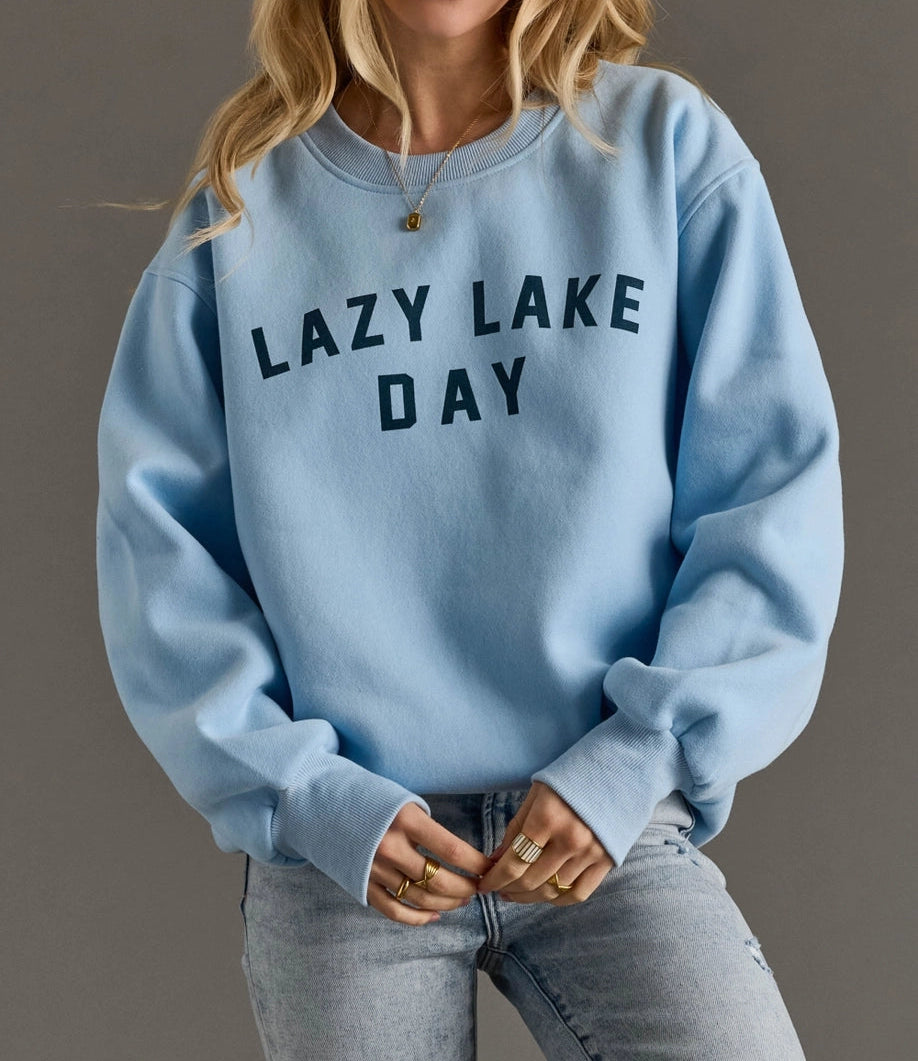 Blue "Lazy Lake Day" Sweatshirt