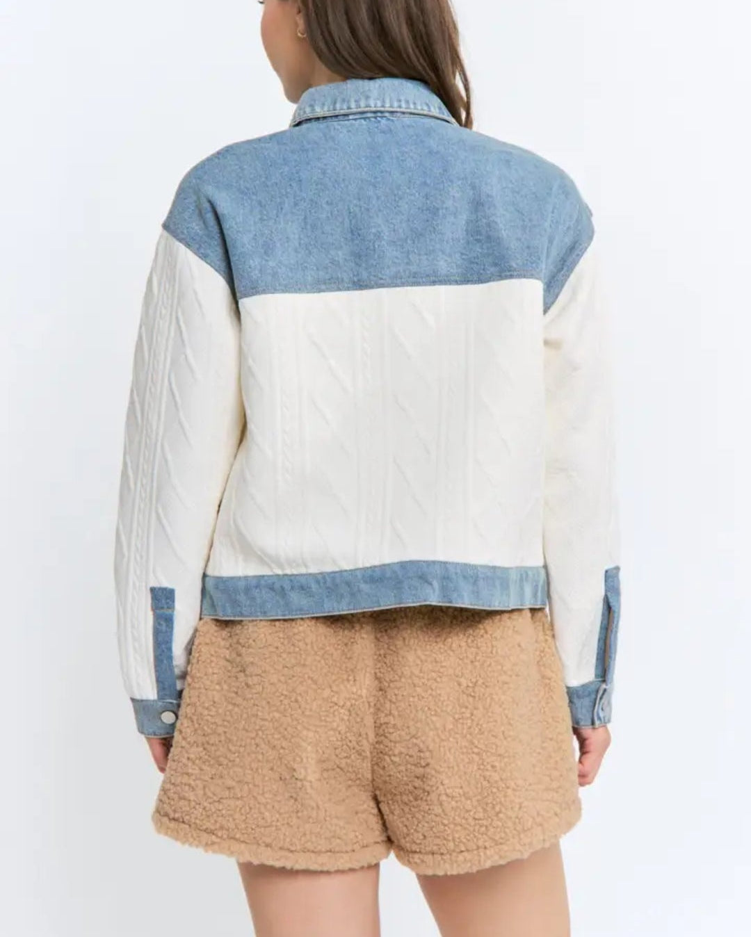 Denim and Cable Knit Patchwork Jacket