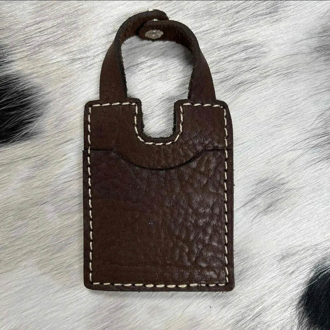 Leather Boot Wallet with Snap Strap Brown leather