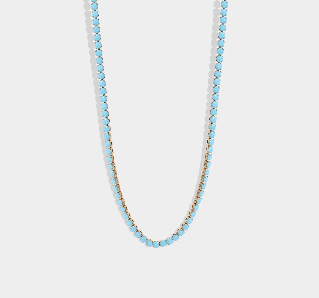 Turauoise Rhinestone Tennis Chain Necklace