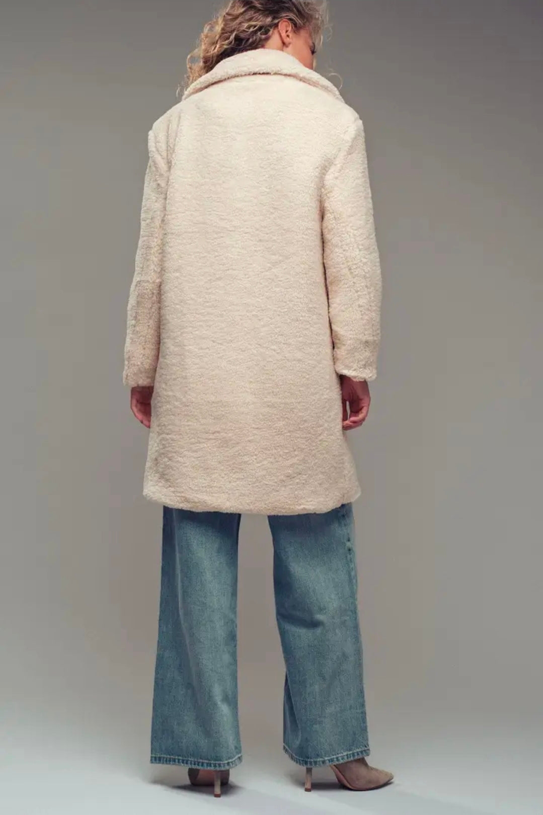Ivory Long Teddy Coat