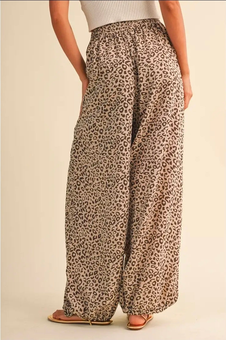 Leopard Gauze Relaxed Fit Balloon Pants