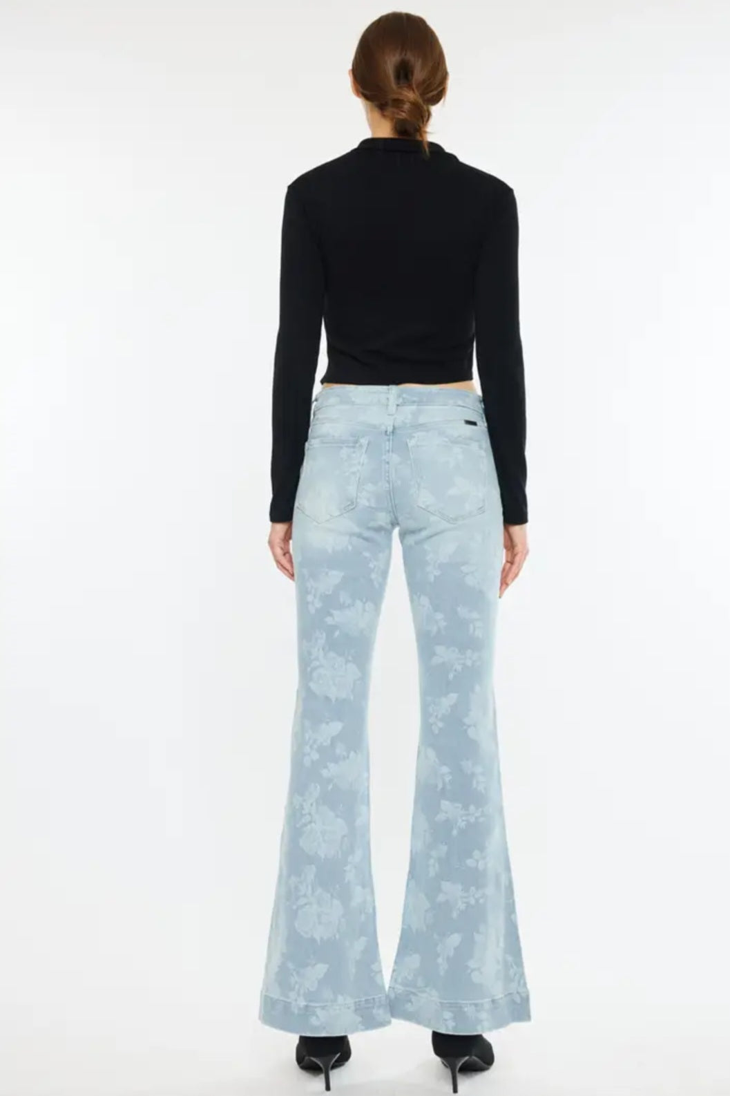 Kan Can Low Rise Floral Printed Flare Jean