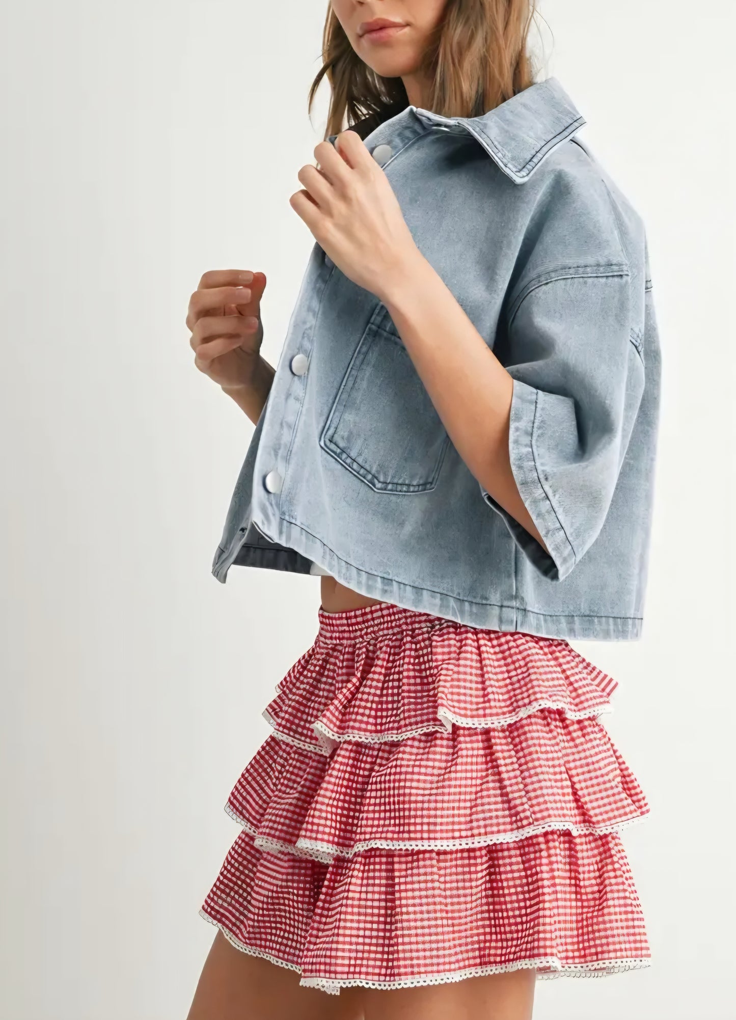 Button Front Cropped Shirt