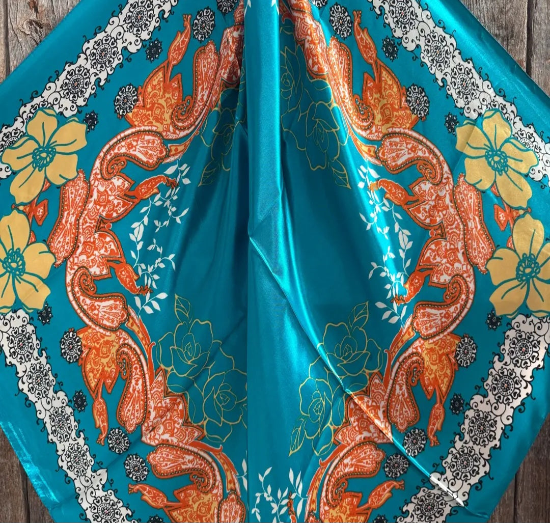 Teal and Orange Paisley Wild Rag/ Scarf