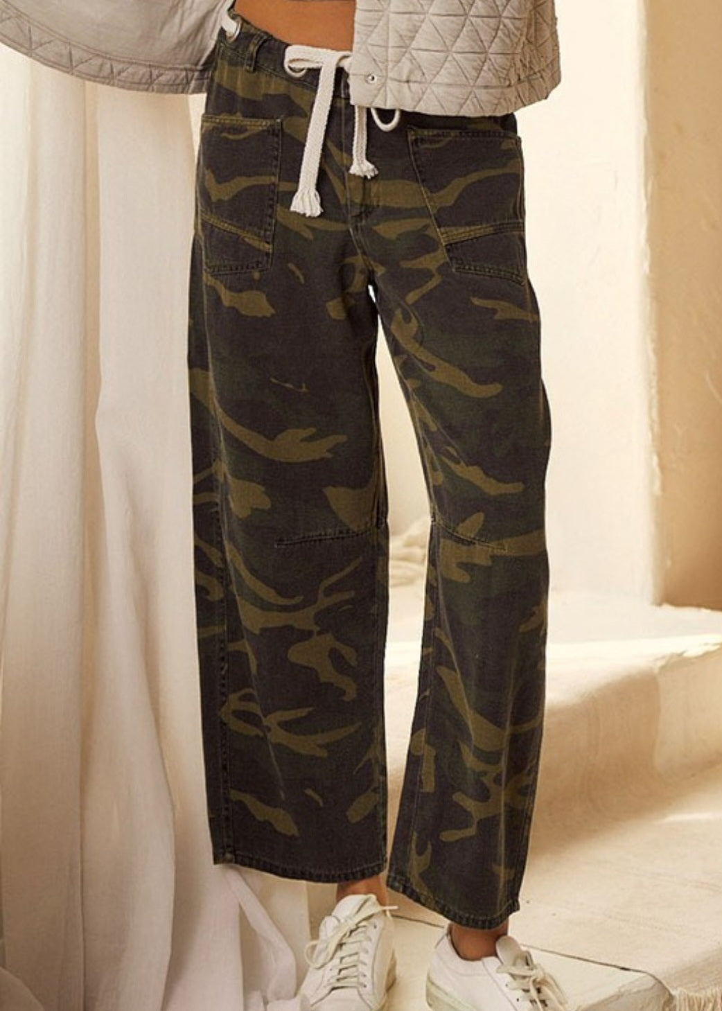 Camo Relaxed Fit Rope String Pants