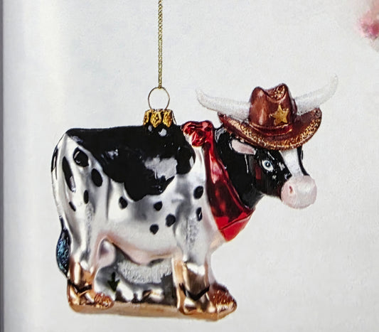 Cowboy Steer black/white Ornament