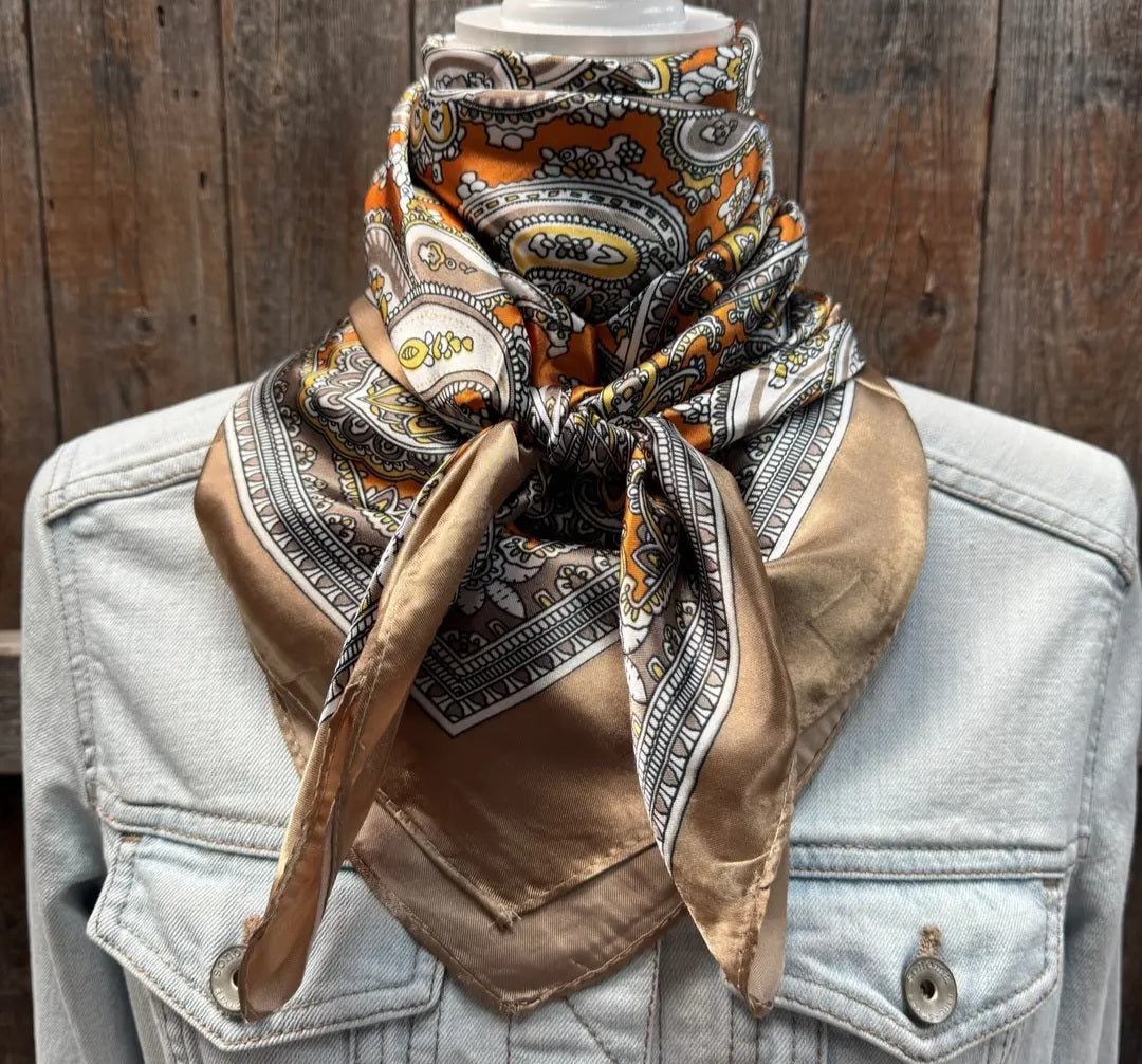 Yellow and Tan Paisley Wild Rag/ Scarf