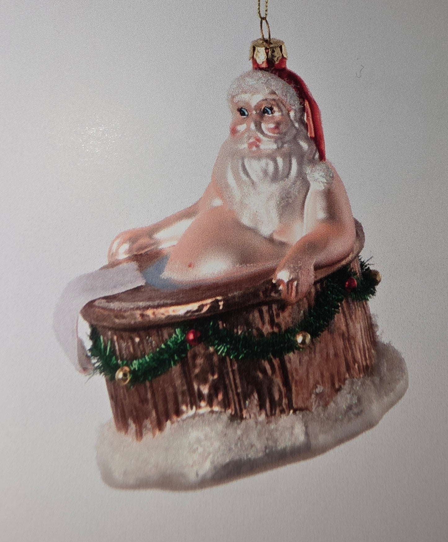 Santa In Hot Tub Ornament
