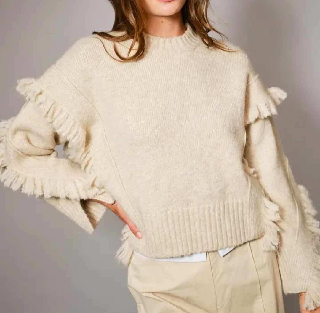 Fringe Sleeve Detail Sweater