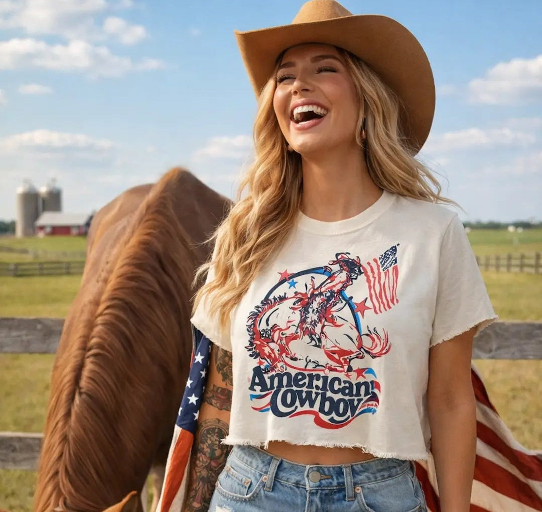 American Cowboy Vintage Relaxed Crop T-Shirt